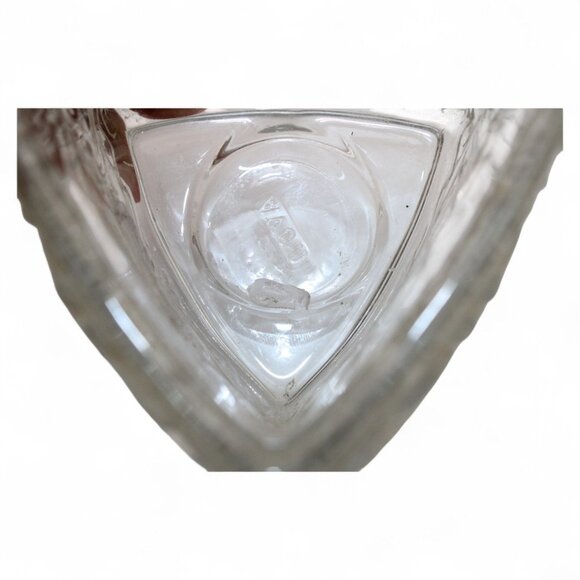 Vintage Avon Clear Glass Triangle Vase With Intricate Embossed Floral & Scroll D - Picture 6 of 6